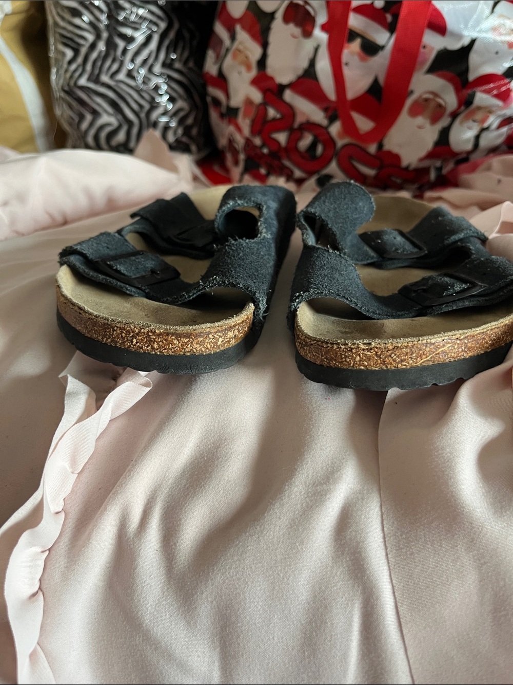 Men’s Birkenstock Blue Suede Two-Strap Slide Sandals - Picture 3 of 6